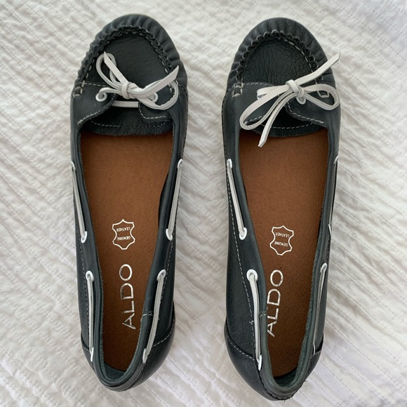 Aldo Boissy Navy Blue Genuine Leather Boat Shoes - Picture 1 of 7